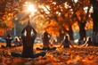 © Jam - Women engage in group yoga amidst the vibrant colors of autumn foliage