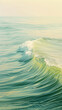 A gentle merging of seafoam green and pastel yellow waves, rising smoothly, suggesting the quietude of a serene coastal morning.