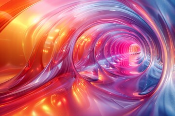 Wall Mural - a mesmerizing image showcasing a futuristic tunnel with a swirling design illuminated by vibrant, co