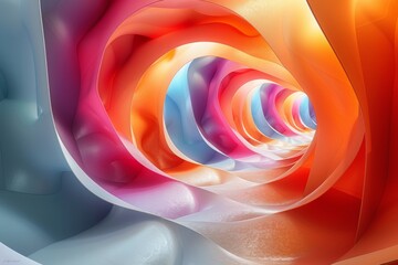 Wall Mural - this abstract digital artwork displays a colorful spiral tunnel with a smooth, flowing design, impar