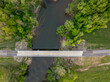 bridge across the Bourbeuse River near Rosebud, Missouri in springtime scenery, aerial view