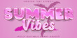 Cartoon Pink Summer Vibes Vector Fully Editable Smart Object Text Effect