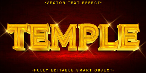Wall Mural - Golden Shiny Temple Vector Fully Editable Smart Object Text Effect