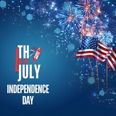 happy independence day 4th of july on blue background social media poster