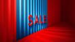 Red and blue baclground with text SALE
