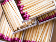 Matchstick Preparation. Matchboxes filled, pink-headed matches ready for use. Uses for Emergency kits, camping gear lists.