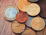 Fototapeta Morze - Investment and Savings. Euro cents collection, indicating savings and investment. Uses for Savings accounts, investment services.