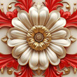 Flowers background, beautiful flowers made of red and white porcelain.