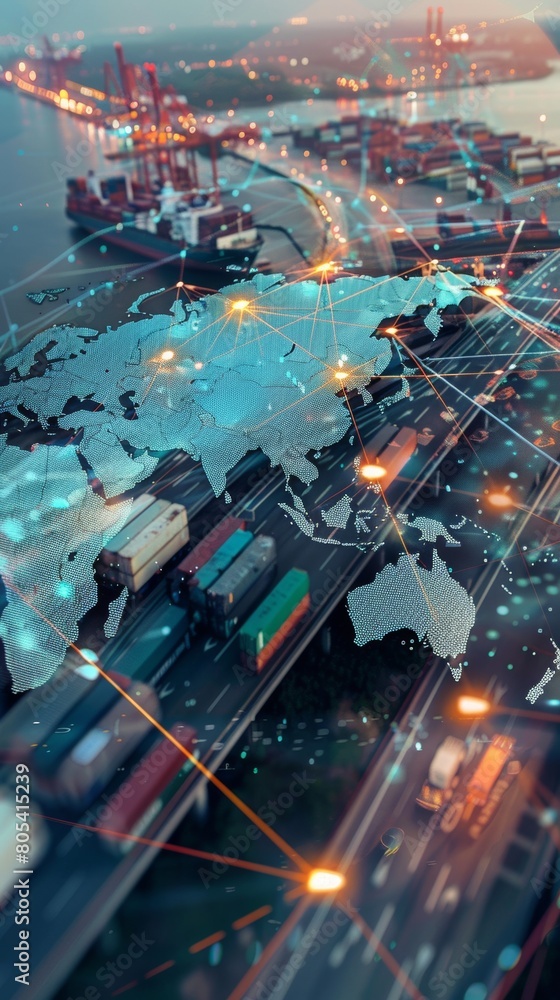Logistics international delivery concept, World map with logistic ...