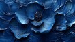 Midnight blue petals swirling in a dense, textured pattern, capturing the essence of a starry night with a touch of impressionistic art.