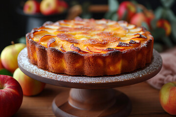 apple pie on a wooden table