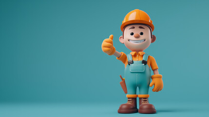 A friendly cartoon construction worker giving a thumbs up.