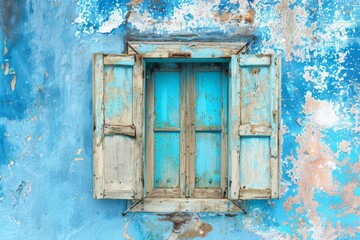 Traditional Greek White Houses with Colorful Doors in Megalochori Village - Santorini Island, Greece. Beautiful simple AI generated image in 4K, unique.