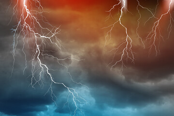 Wall Mural - lightning, thunder cloud dark cloudy sky