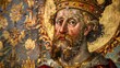 painting of an ancient medieval king worn by time in high resolution and high quality hd