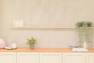 Poster - a kitchen table top with modern interior