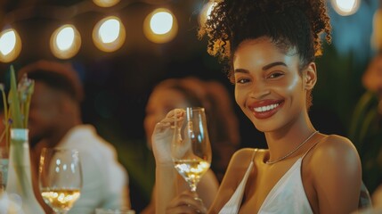 Canvas Print - Woman Enjoying Evening Celebration