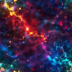 The neurons connect in a different colorful pattern background