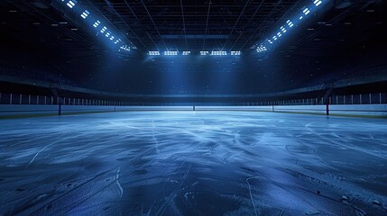 Hockey ice rink sport arena empty field stadium on dark background
