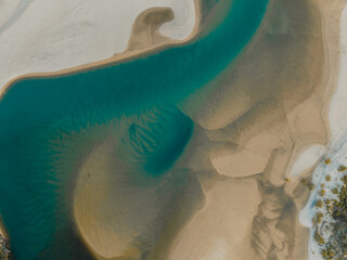 Wall Mural - noosa river aerial view with vibrant blue water on the sunshine coast in queensland, australia