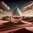 © wowyoung - The concept image with the theme of water droplets in the background of the desert,, Waterdrop concept image, concept art