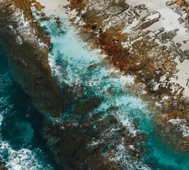 Wall Mural - jervis bay panorama aerial drone picture of the white sand hyams beach in new south wales, australia