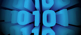 Fototapeta  - 3D blue digital binary code background. Abstract futuristic binary code. Vector illustration