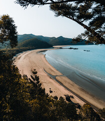 Wall Mural - aerial view of a panorama of paradise australian beaches in cape hillsborough national park the famo