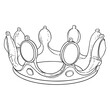 Crown headdress for king and queen. Royal noble aristocrat monarchy jewel crown. Monarch jewels royalty luxury coronation treasure symbol. Hand drawing vector.