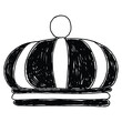 Crown headdress for king and queen. Royal noble aristocrat monarchy jewel crown. Monarch jewels royalty luxury coronation treasure symbol. Hand drawing vector.