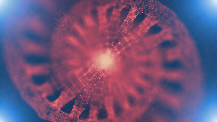 Poster - red dna molecule illustration background. selective focus.