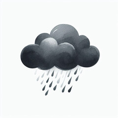 Watercolor paint dark black cloud rain icon logo