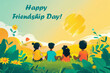 Illustration of happy friendship day. People standing together