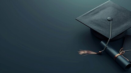 Sticker - Sophisticated graduation theme showcasing a cap and diploma on a textured dark background, symbolizing academic achievement and celebration
