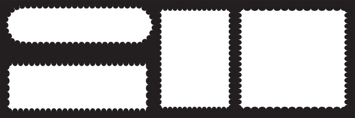 Wall Mural - Blank vintage postage stamp on black background. Mockup with perforations for your picture text or design.   Isolated on a white background. Vector illustration. EPS 10