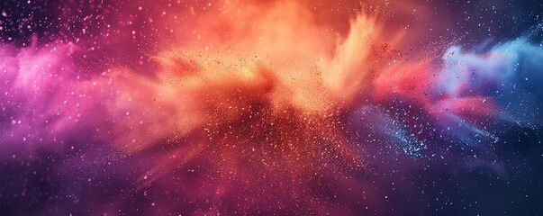 Explosion of colored powder abstract background, featuring static calmness