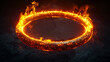 A ring of fire, complete and unbroken, glowing fiercely against a backdrop of absolute darkness. 