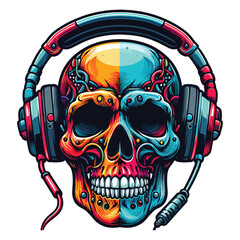 Wall Mural - colorful Skull with headphone vector