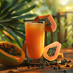 Papaya juice serve with fresh papaya chopped