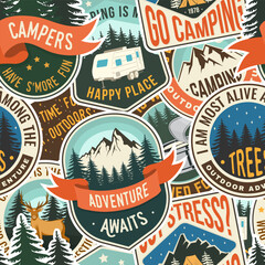 Wall Mural - summer camp seamless pattern or background. vector. fabric, textile, wallaper.
