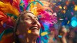 Woman Enjoying Vibrant Carnival Festivities