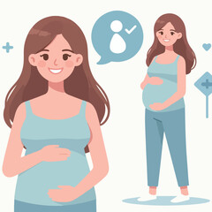 Canvas Print - collection of vector illustrations of pregnant women