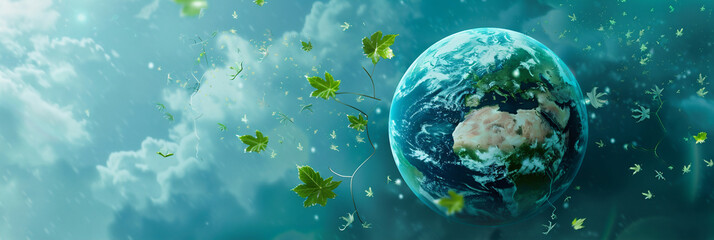 Wall Mural - Simple design for banner, care for the earth, save the earth from emissions.