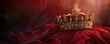 The majestic crown is placed on top of the pillow with red color. Generate AI image