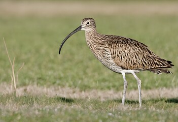 Wall Mural - A view of a Curlew in the grass