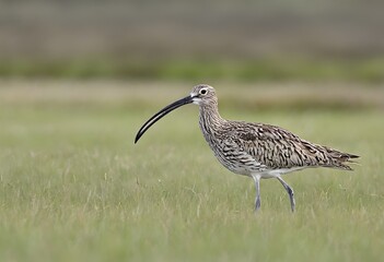 Wall Mural - A view of a Curlew in the grass