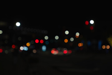 Wall Mural - Bokeh of car lights in the city. Background