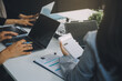 © ARMMY PICCA - Finance manager meeting discussing company growth project success financial statistics, professional investor working start up project for strategy plan with document, laptop and digital tablet.