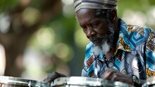 Caribbean Musician Playing Steel Drums. Concept Musician, Steel Drums, Caribbean, Island Vibes, Tropical Music