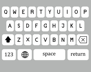 Wall Mural - Keyboard of smartphone alphabet buttons on grey background chat alphabet. EPS 10